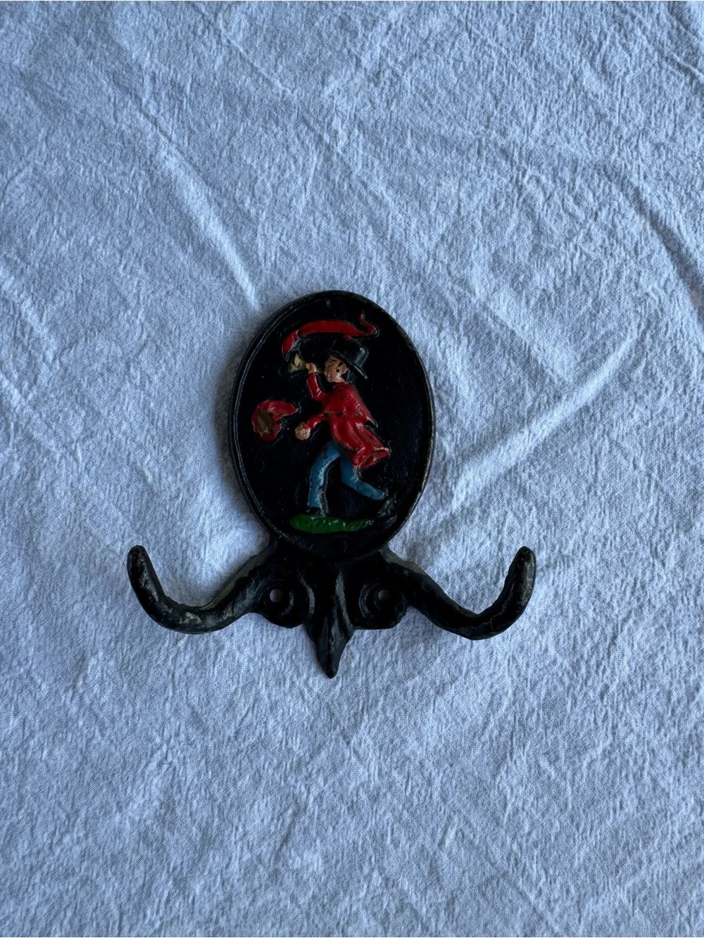 Vintage Cast Iron Colonil Fireman Double Wall Hook